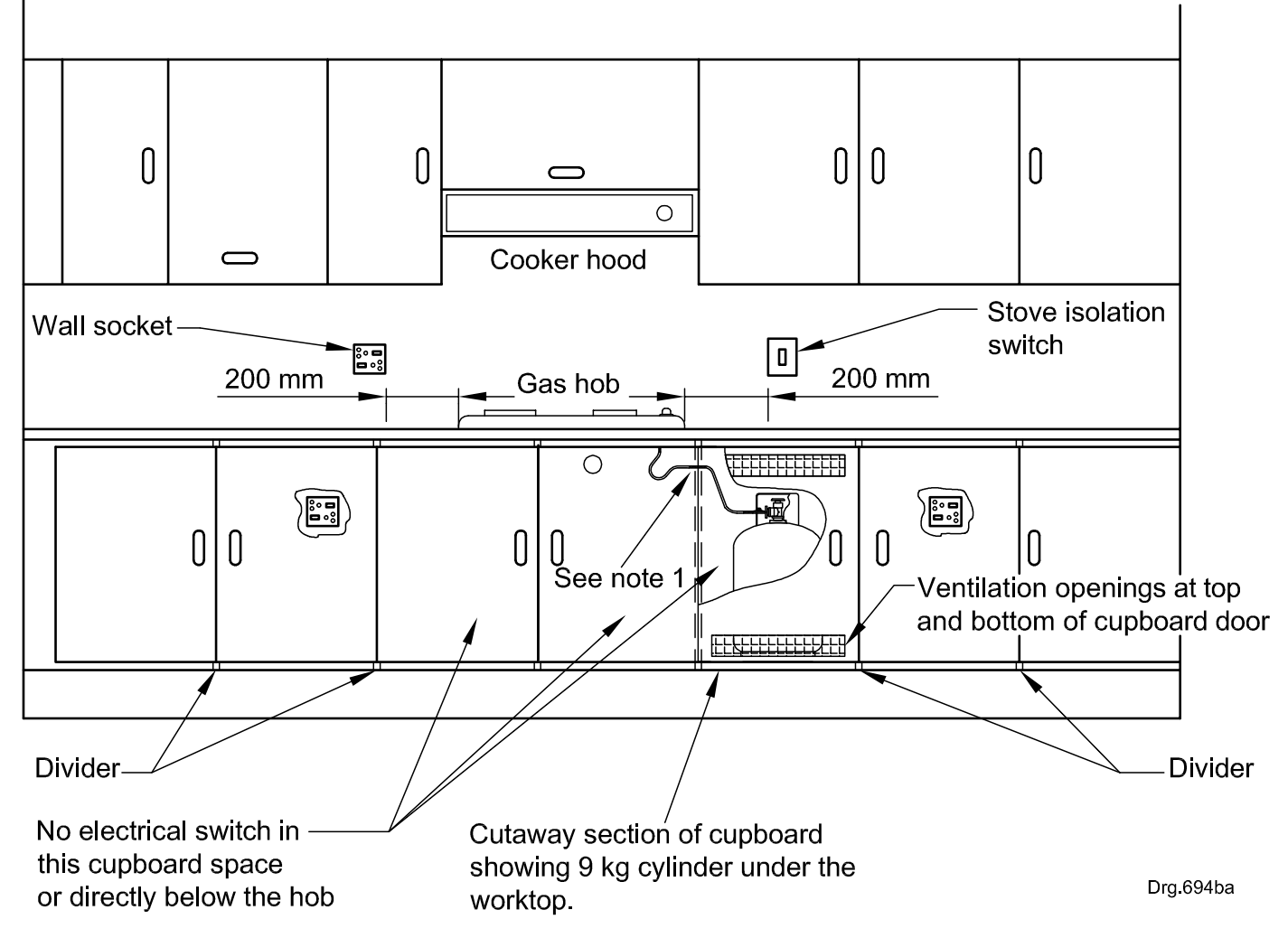 Basic Internal Single - Stove/Hob Installation Kit