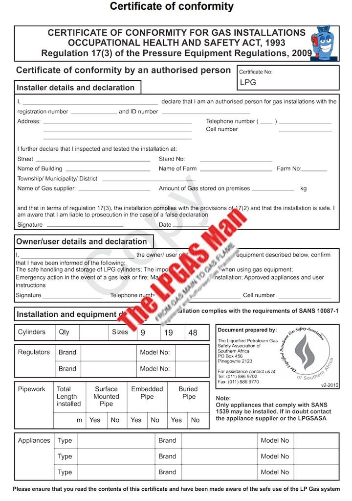 What is gas compliance in South Africa? The LpGas Man