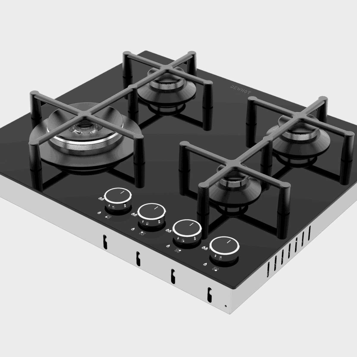 Dewhot 4 Burner Gas Hob Slimline Tempered Glass 60cm